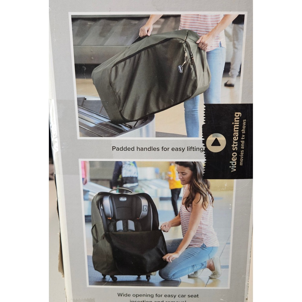 Chicco Car Seat Travel Luggage Bag LTX1483 Grey 4 Spinner Wheels Water Resistant